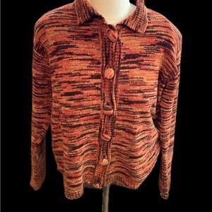 Vintage Victoria Harbor Cropped Chenille Sweater Autumn Colors